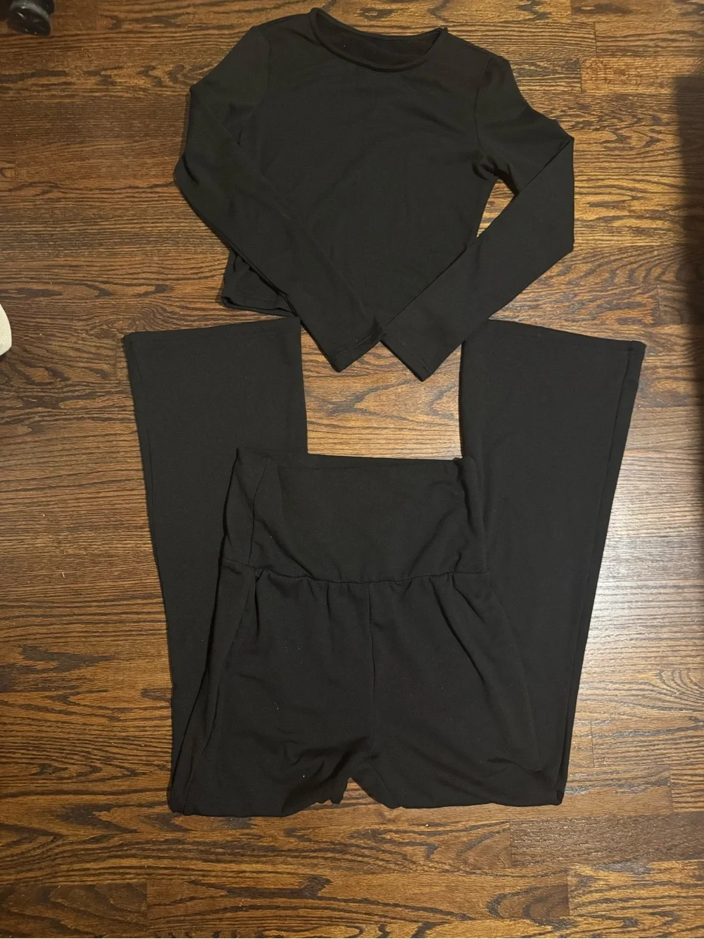 SHEIN Black High-Waist Wide-Leg Ponte Pants